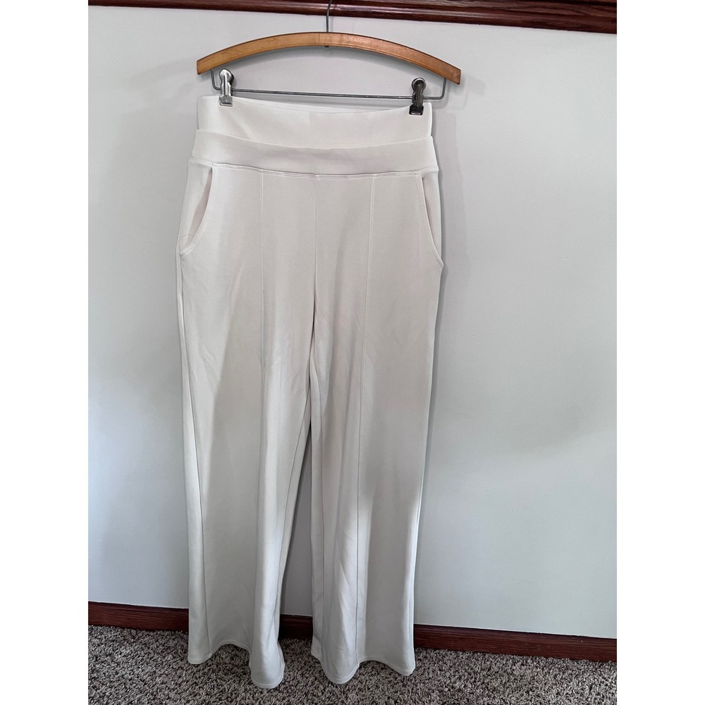American Tall Womens Wide Leg Pintuck Lounge Pants Cream Off White‎ Size MT Tall